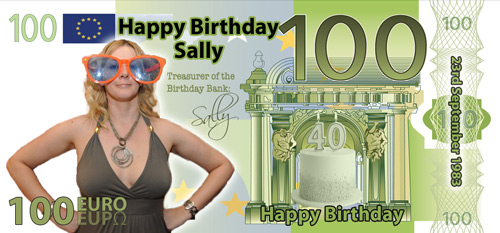 Custom fun casino notes featuring birthday guest photo for a party